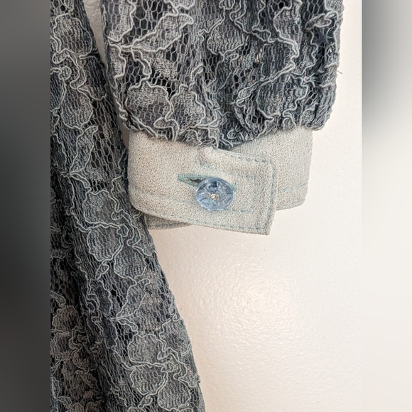 Vintage 70's blue grey lace dress - Picture 3 of 6